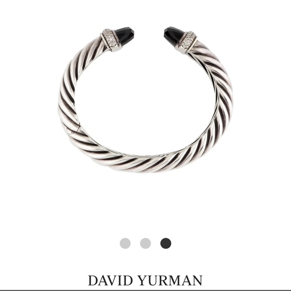David Yurman Onyx & Diamond Waverly Cuff - Picture 3 of 9